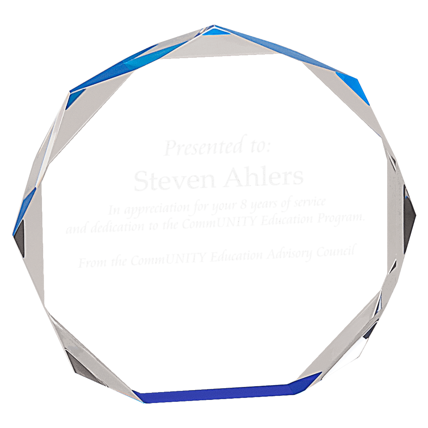 Blue Octagon Acrylic Award - 5"