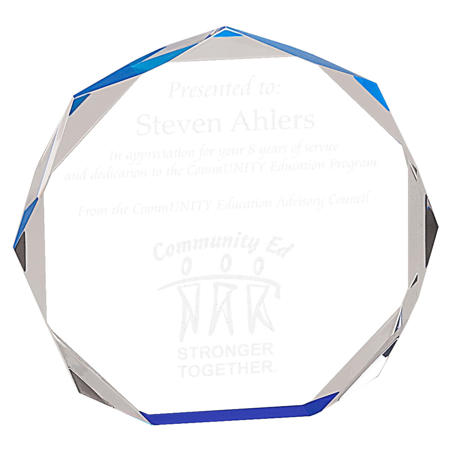 Blue Octagon Acrylic Award - 6"