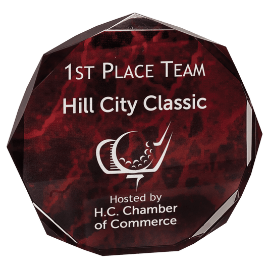 6" Red Marble Octagon Acrylic Award