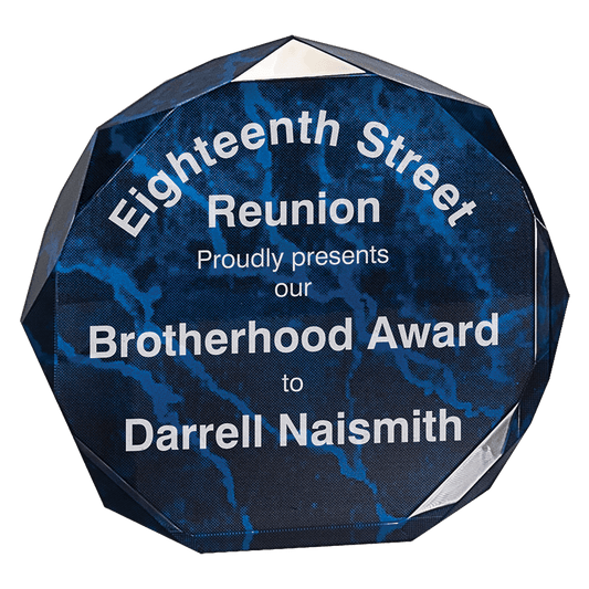 Blue Marble Octagon Acrylic Award - 7"