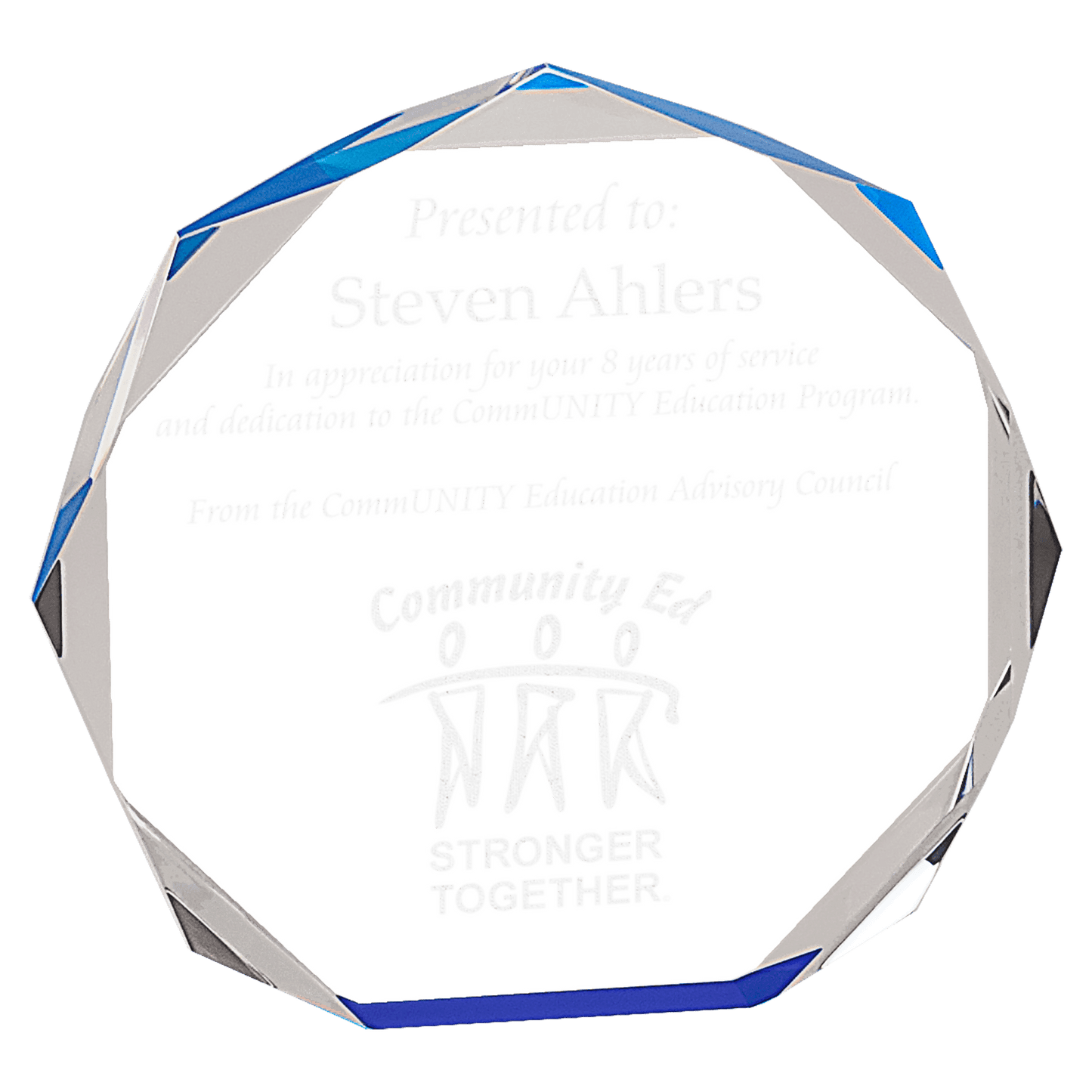 Blue Octagon Acrylic Award - 7"