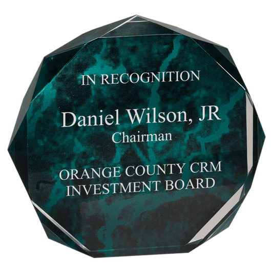 Green Marble Octagon Acrylic Award - 7"