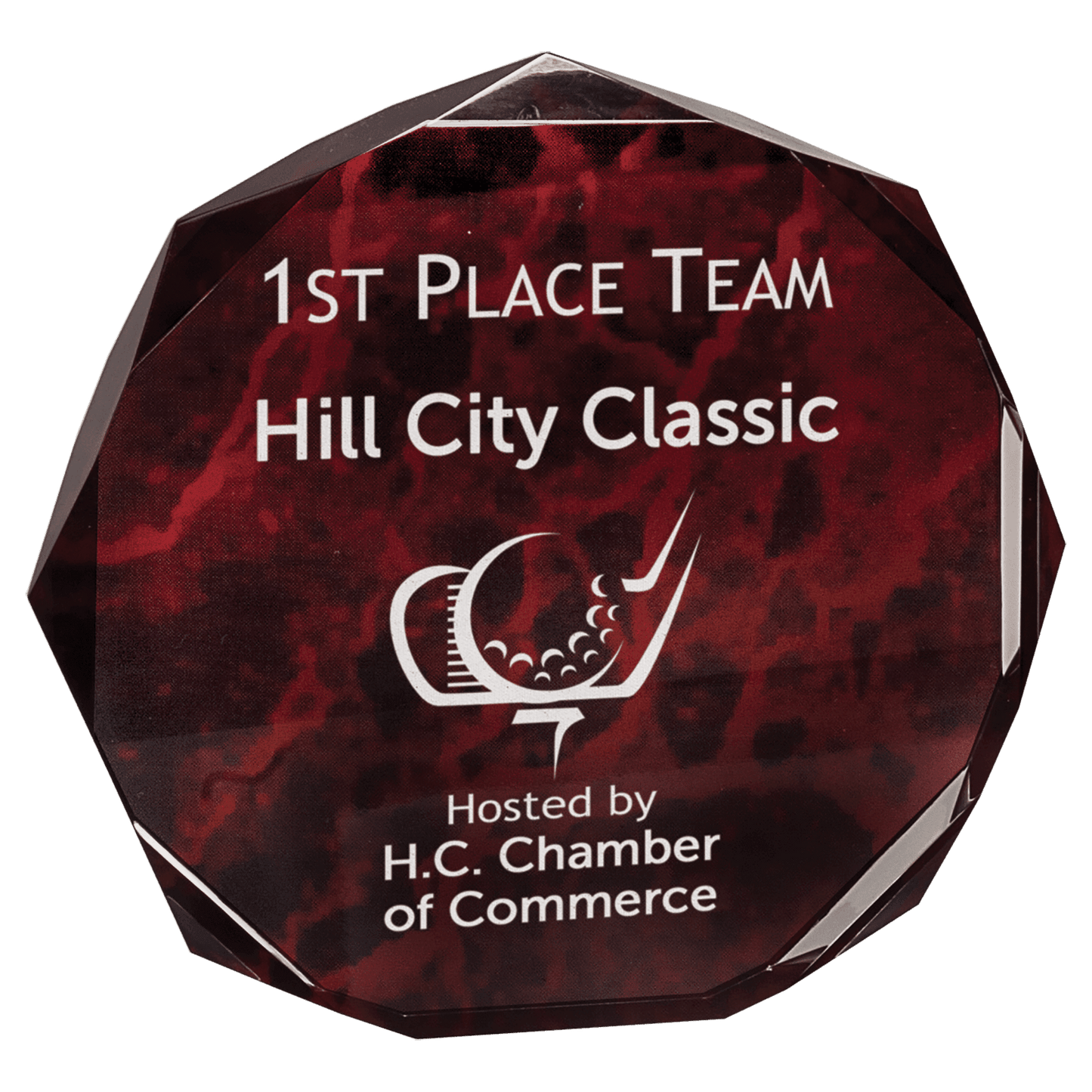 Red Marble Octagon Acrylic Award - 7"