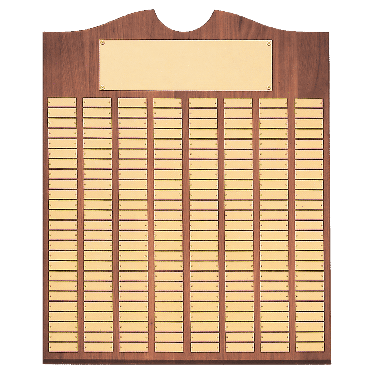 20" x 30"/Plates 7/8" x 2 3/4" American Walnut 100 Plate Perpetual Plaque with Brushed Brass Plates