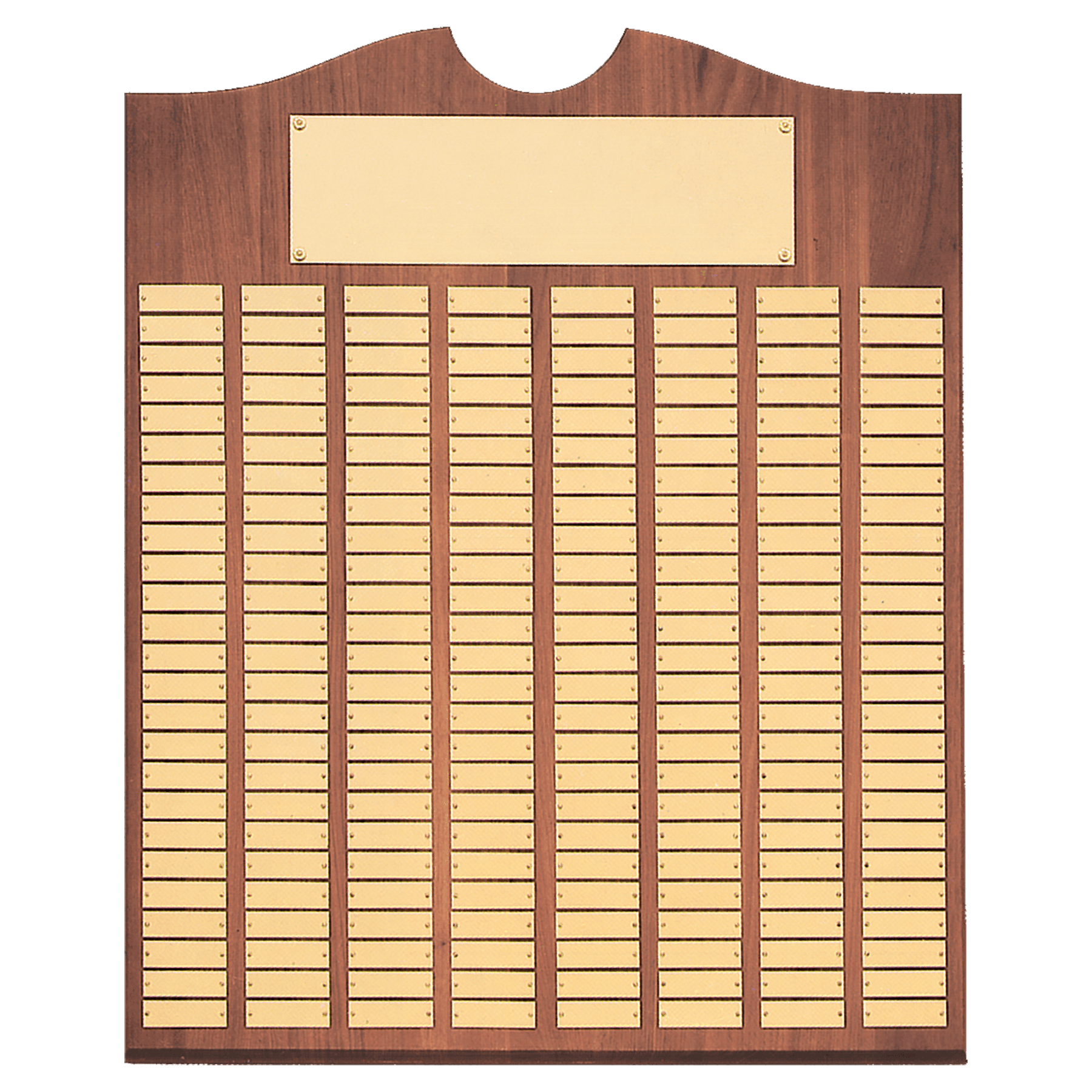 20" x 30"/Plates 7/8" x 2 3/4" American Walnut 100 Plate Perpetual Plaque with Brushed Brass Plates