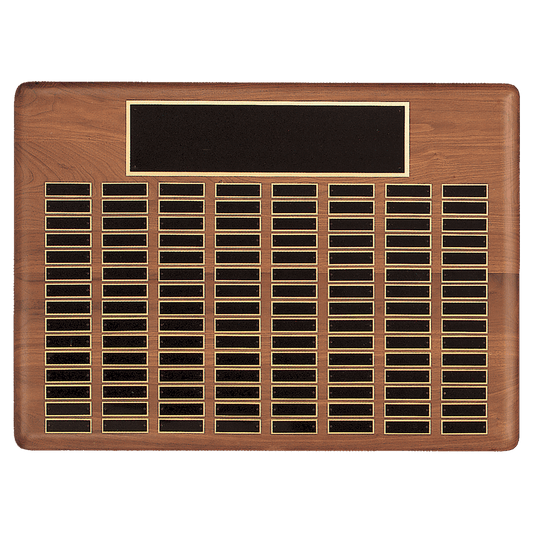 22" x 30"/Plates 7/8" x 2 3/4" American Walnut 144 Plate Perpetual Plaque with Black Brass Plated Steel Plates