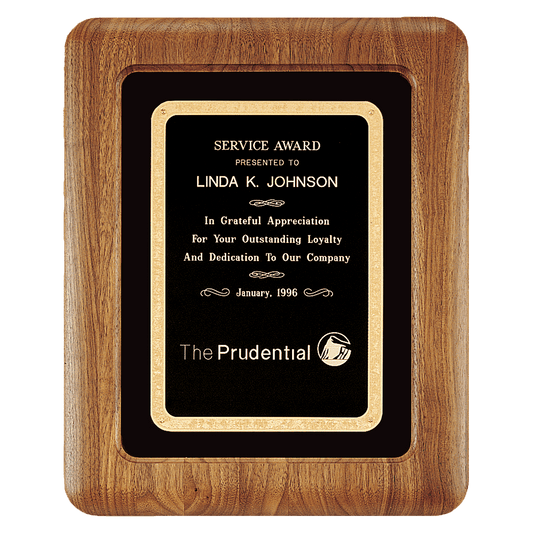 12" x 15" American Walnut Airflyte Frame w/Black Velour & Black Florentine LaserFX Plate
