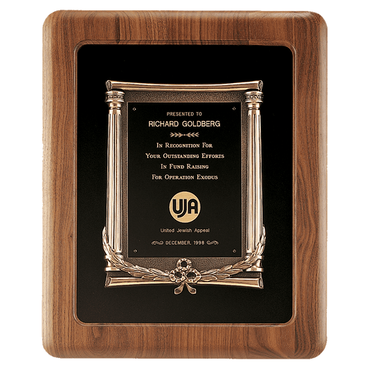 14" x 17" American Walnut Frame w/Black Back/Antique Bronze Cast Frame/Black Brass Plate