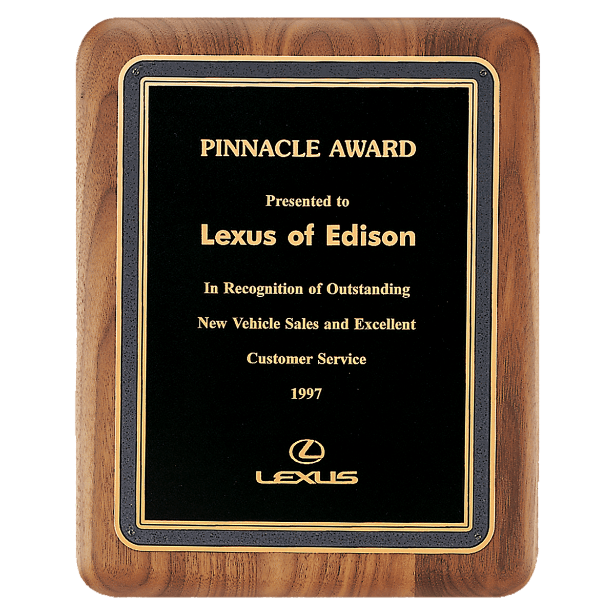 8" x 10 1/2" American Walnut Plaque with Black/Gold Florentine Border Textured Black LaserFX Plate
