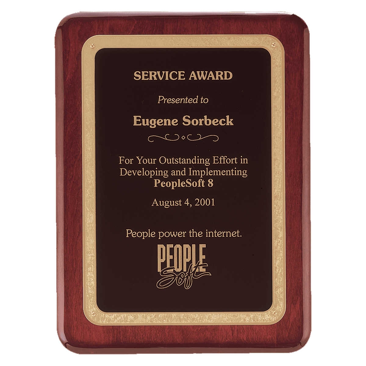 7" x 9" Rosewood Piano Finish Plaque with Black/Gold Florentine Design LaserFX Plate