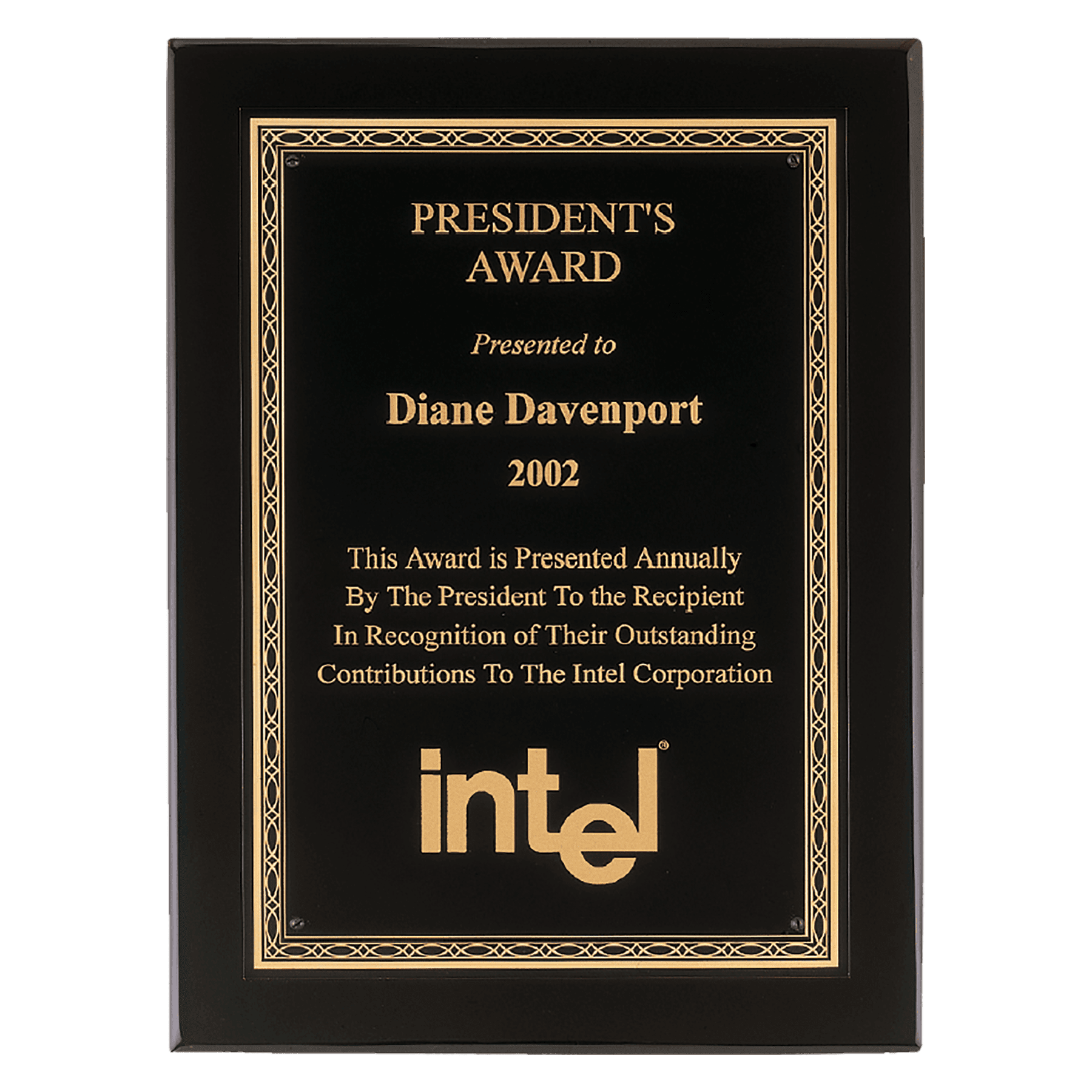 11" x 14" Airflyte Premium Black Piano Finish Plaque with Gold Florentine Border Laserable Black Brass Plate