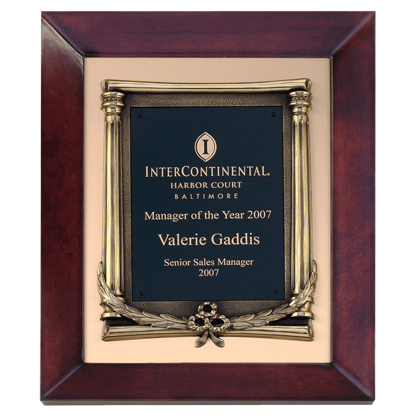 12" x 15" Airflyte Cherry Finish Frame with Antique Bronze Finished Metal Frame on a Brushed Gold Metal Background with a...