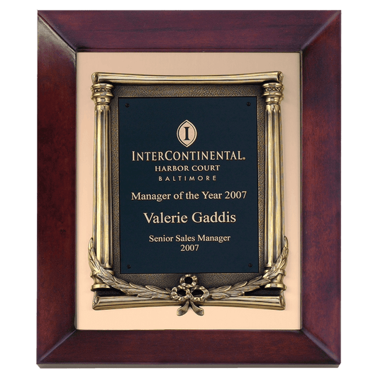 12" x 15" Airflyte Cherry Finish Frame with Antique Bronze Finished Metal Frame on a Brushed Gold Metal Background with a...
