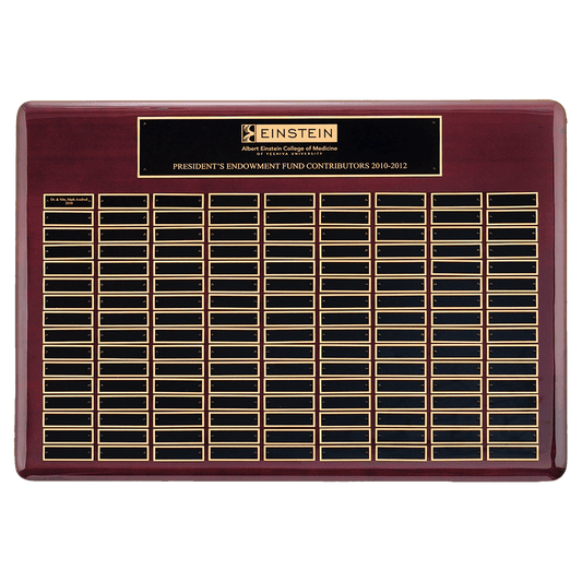 22" x 30"/Plates 7/8" x 2 3/4" Rosewood Piano Finish 120 Plate Perpetual Plaque with Black Brass Plates