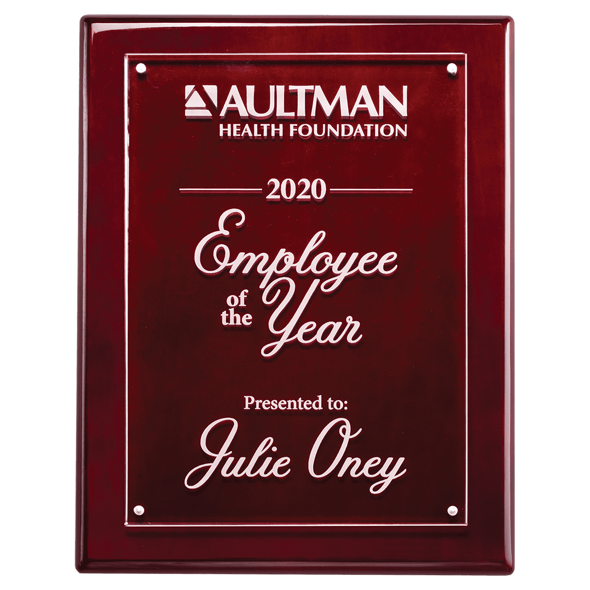 9x12 Rosewood High Gloss Plaque with Acrylic Engraving Plate