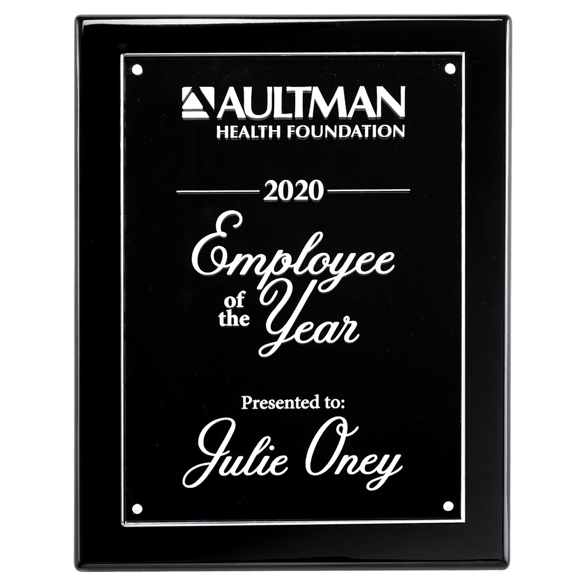 8x10 Black High Gloss Plaque wtih Acrylic Engraving Plate