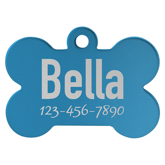 1 1/4" x 3/4" Blue Laserable Anodized Aluminum Bone Pet Tag