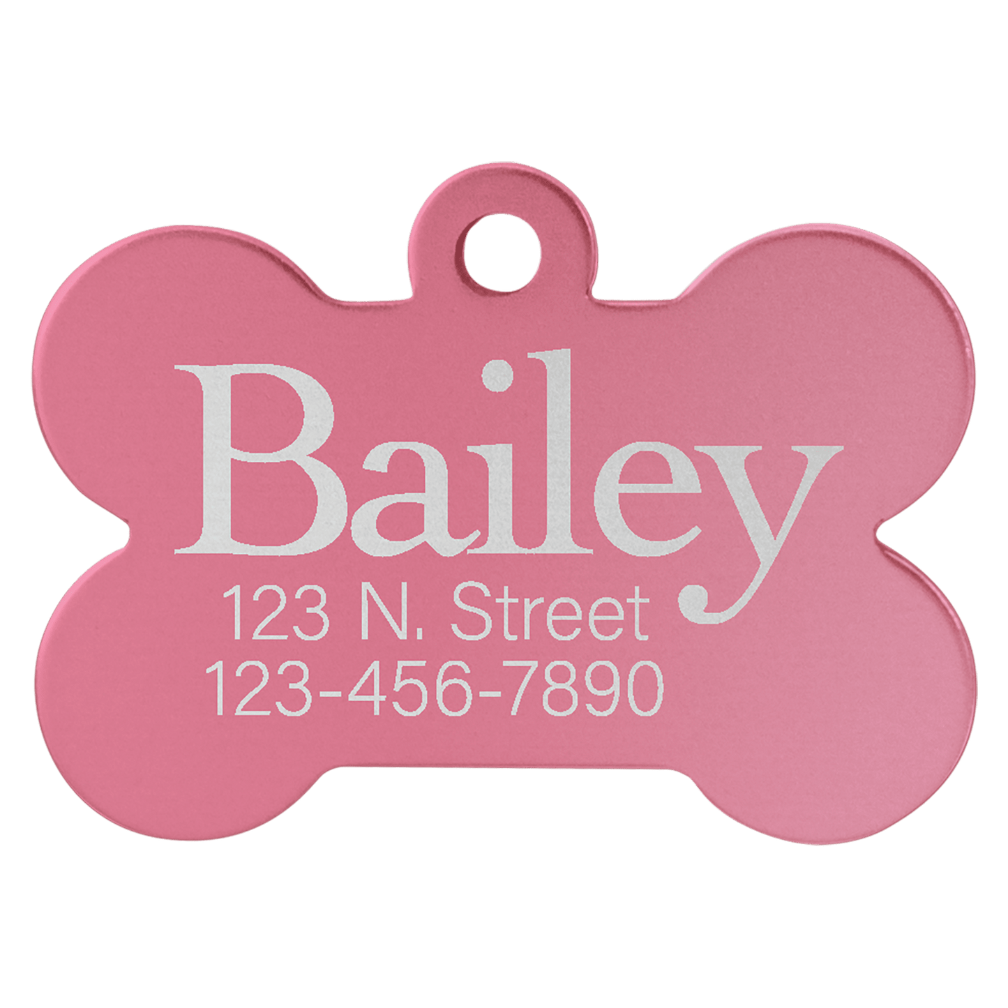 Pink Engravable Anodized Aluminum Bone Pet Tag - 1 1/4" x 3/4"