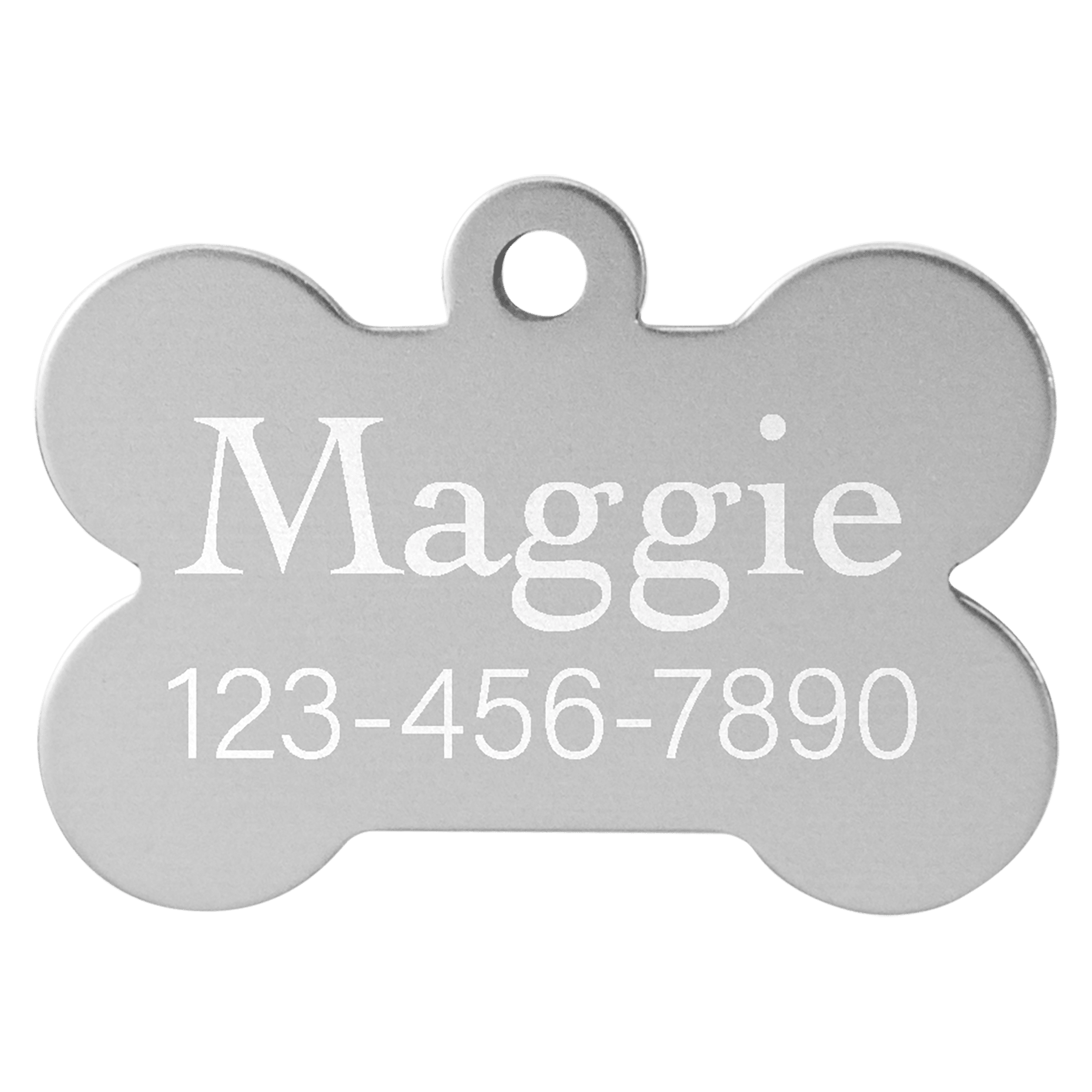 Silver Engravable Anodized Aluminum Bone Pet Tag - 1 1/4" x 3/4"