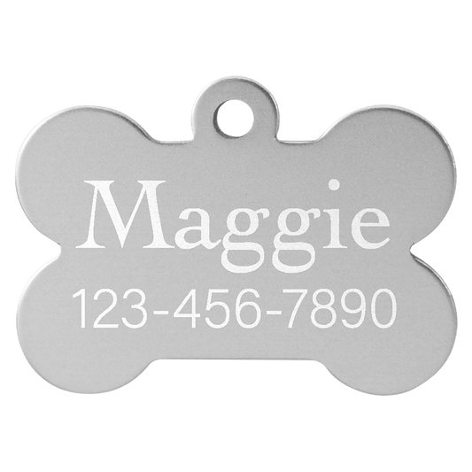 1 1/4" x 3/4" Silver Laserable Anodized Aluminum Bone Pet Tag