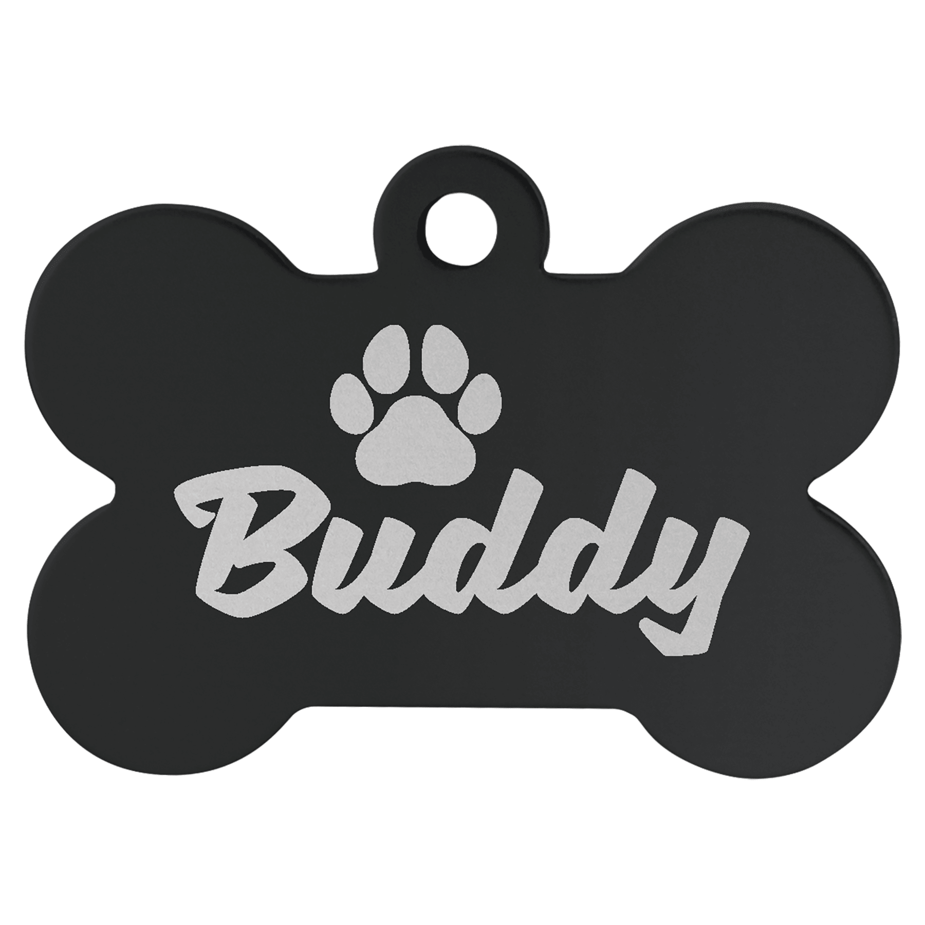 Black Engravable Anodized Aluminum Bone Pet Tag - 1 1/2" x 1"