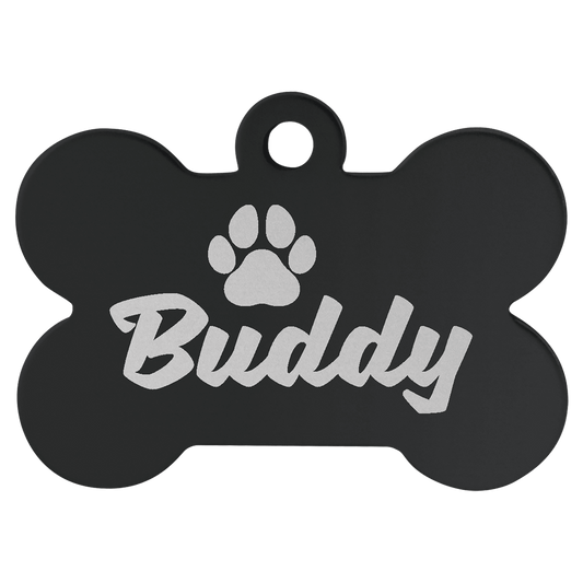 1 1/2" x 1" Black Laserable Anodized Aluminum Bone Pet Tag
