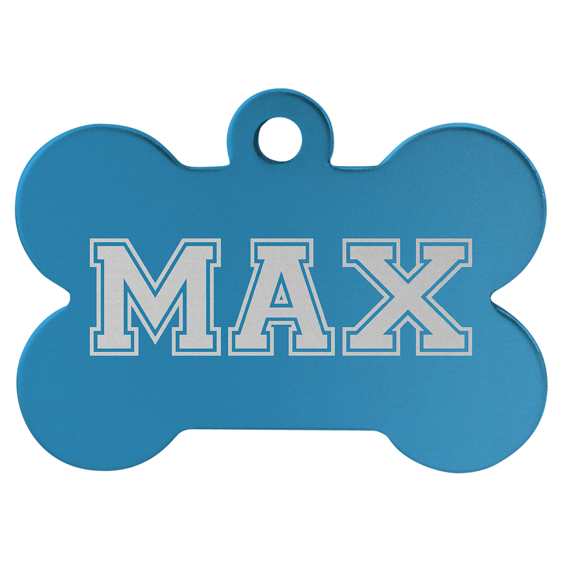 Blue Engravable Anodized Aluminum Bone Pet Tag - 1 1/2" x 1"