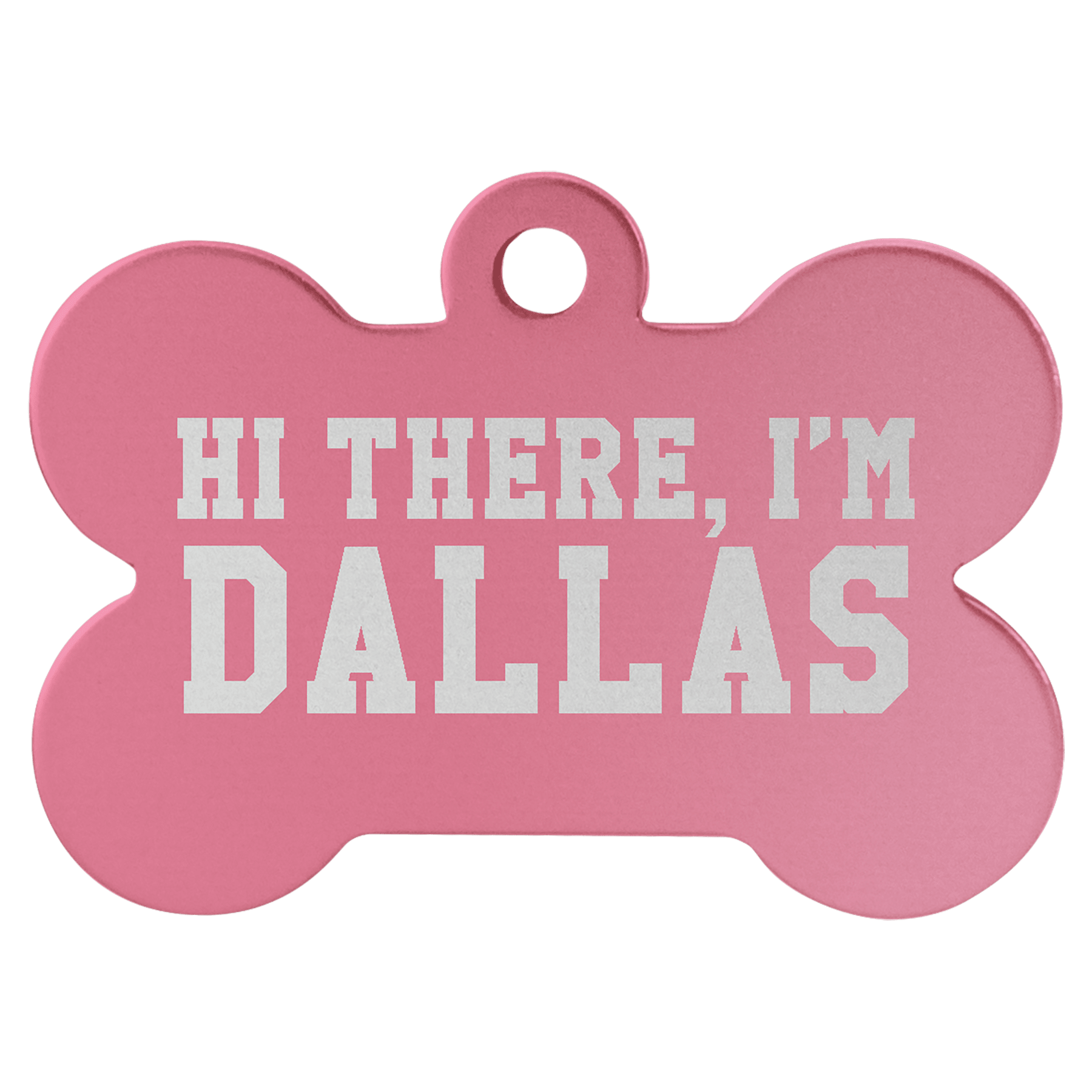 Pink Engravable Anodized Aluminum Bone Pet Tag - 1 1/2" x 1"