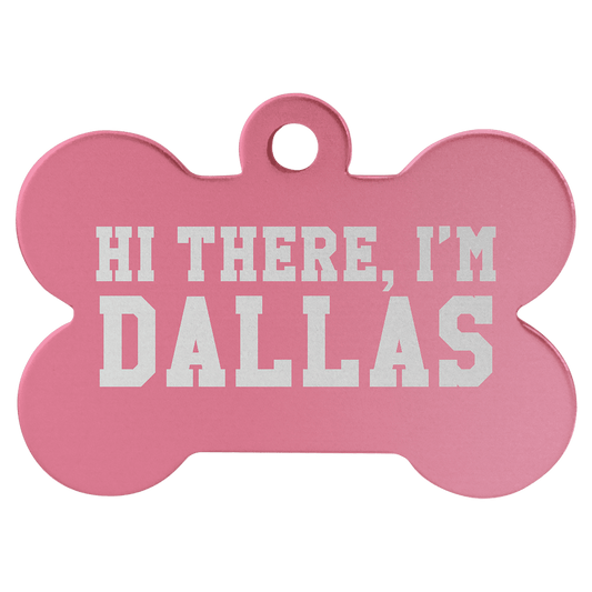 1 1/2" x 1" Pink Laserable Anodized Aluminum Bone Pet Tag