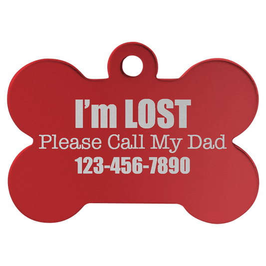 1 1/2" x 1" Red Laserable Anodized Aluminum Bone Pet Tag