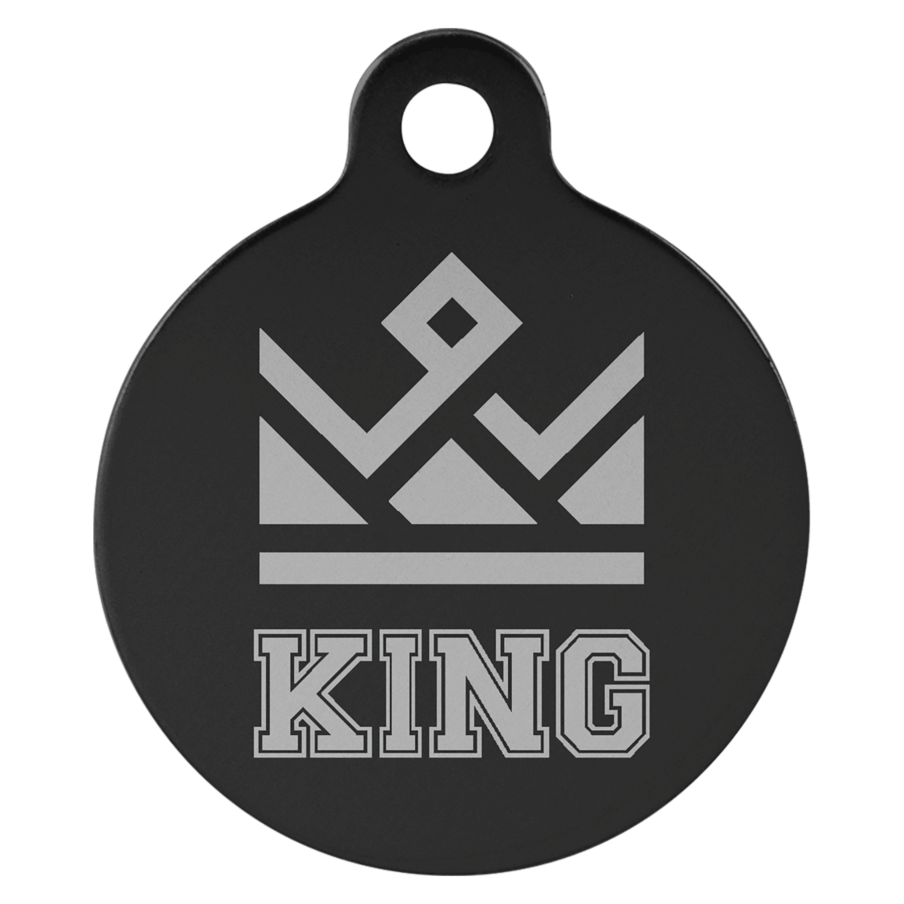 Black Engravable Anodized Aluminum Round Pet Tag with Tab - 1"