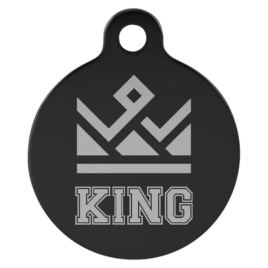 Black Engravable Anodized Aluminum Round Pet Tag with Tab - 1"