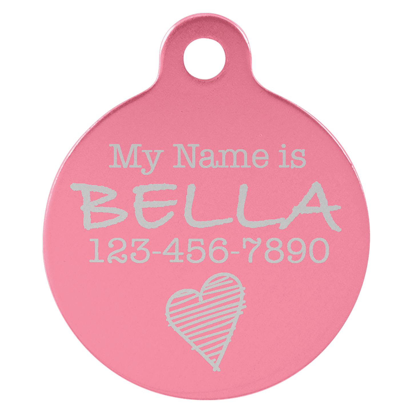 Pink Engravable Anodized Aluminum Round Pet Tag with Tab - 1"