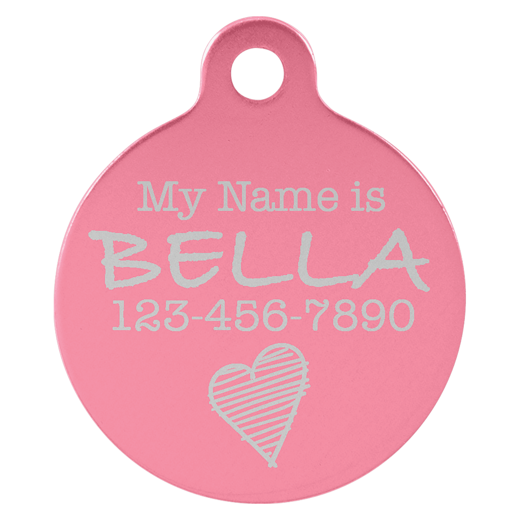 Pink Engravable Anodized Aluminum Round Pet Tag with Tab - 1"