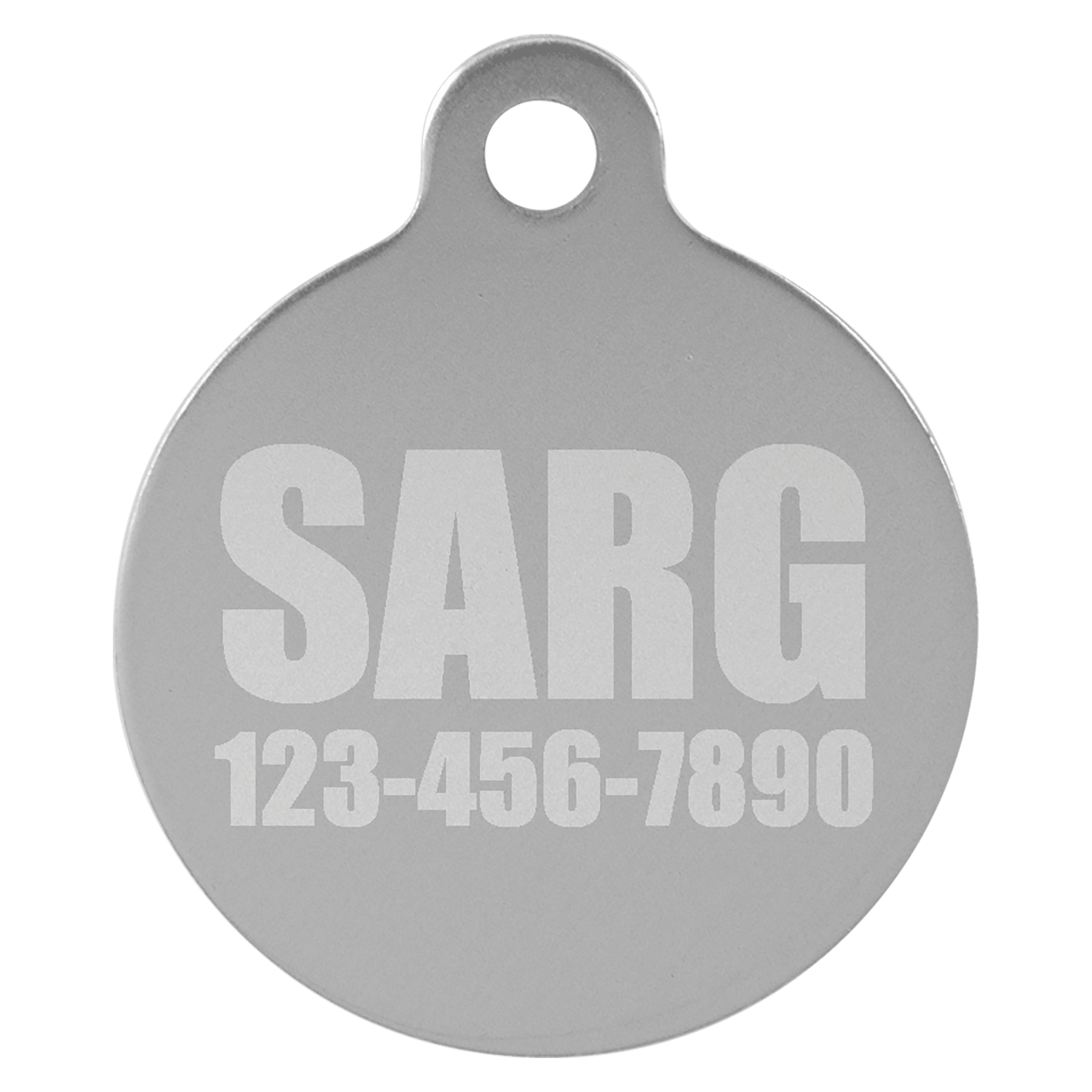 1" Silver Laserable Anodized Aluminum Round Pet Tag with Tab