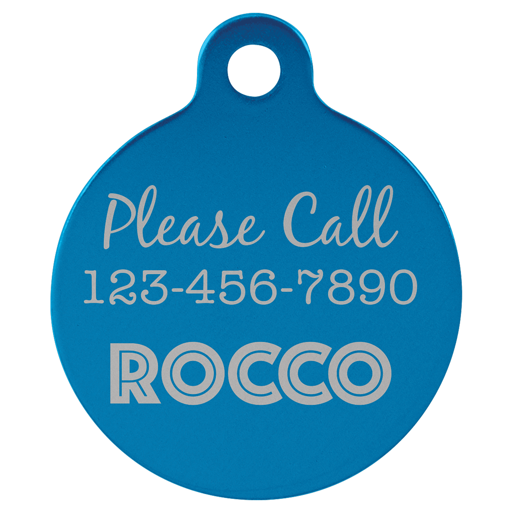 1 1/4" Blue Laserable Anodized Aluminum Round Pet Tag with Tab