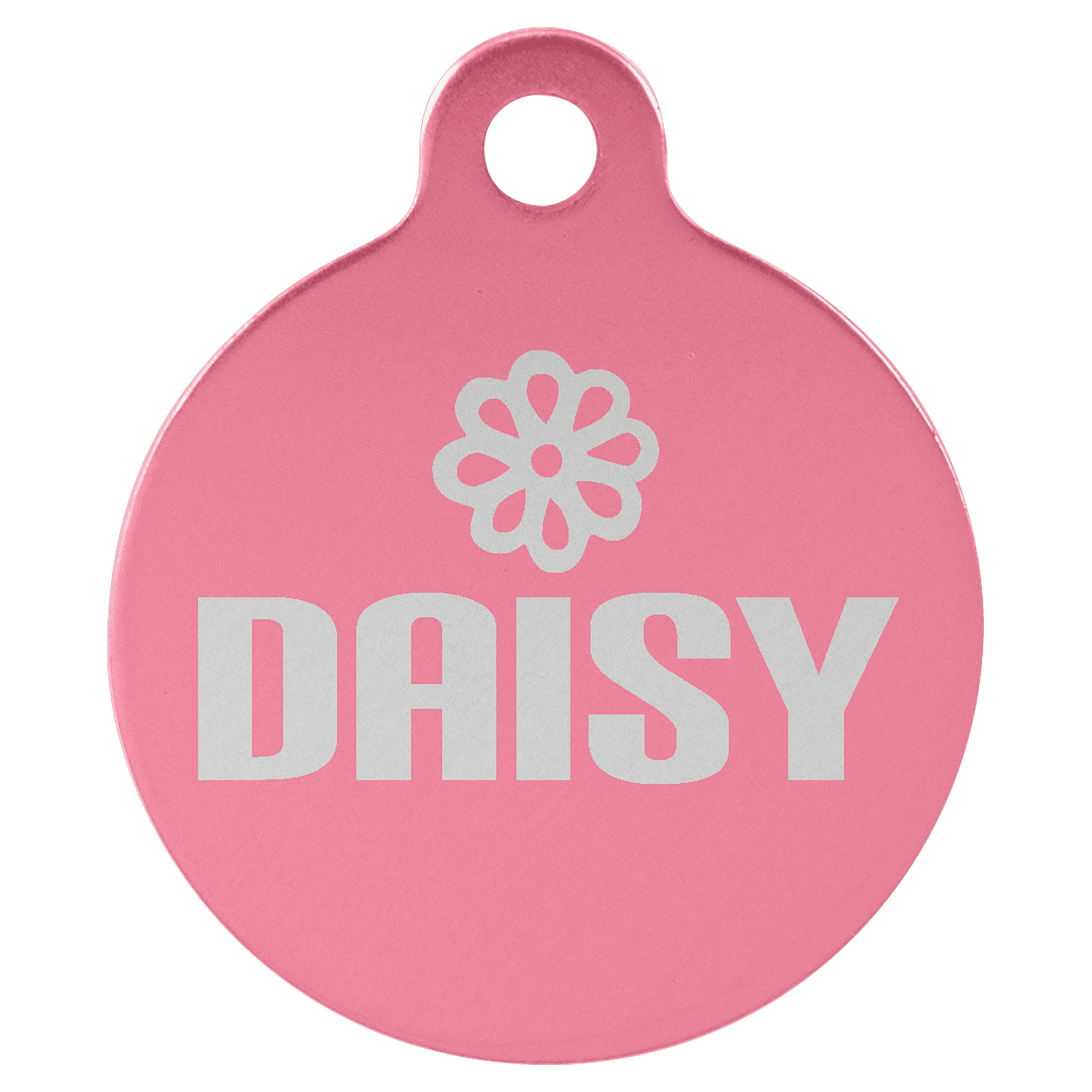 1 1/4" Pink Laserable Anodized Aluminum Round Pet Tag with Tab
