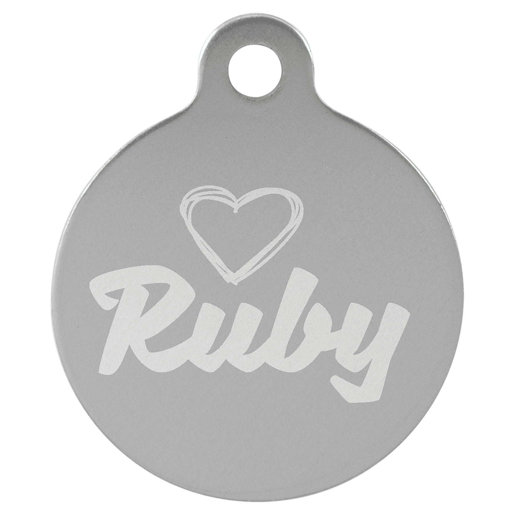 1 1/4" Silver Laserable Anodized Aluminum Round Pet Tag with Tab