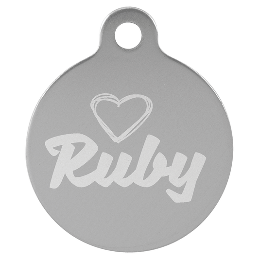 1 1/4" Silver Laserable Anodized Aluminum Round Pet Tag with Tab