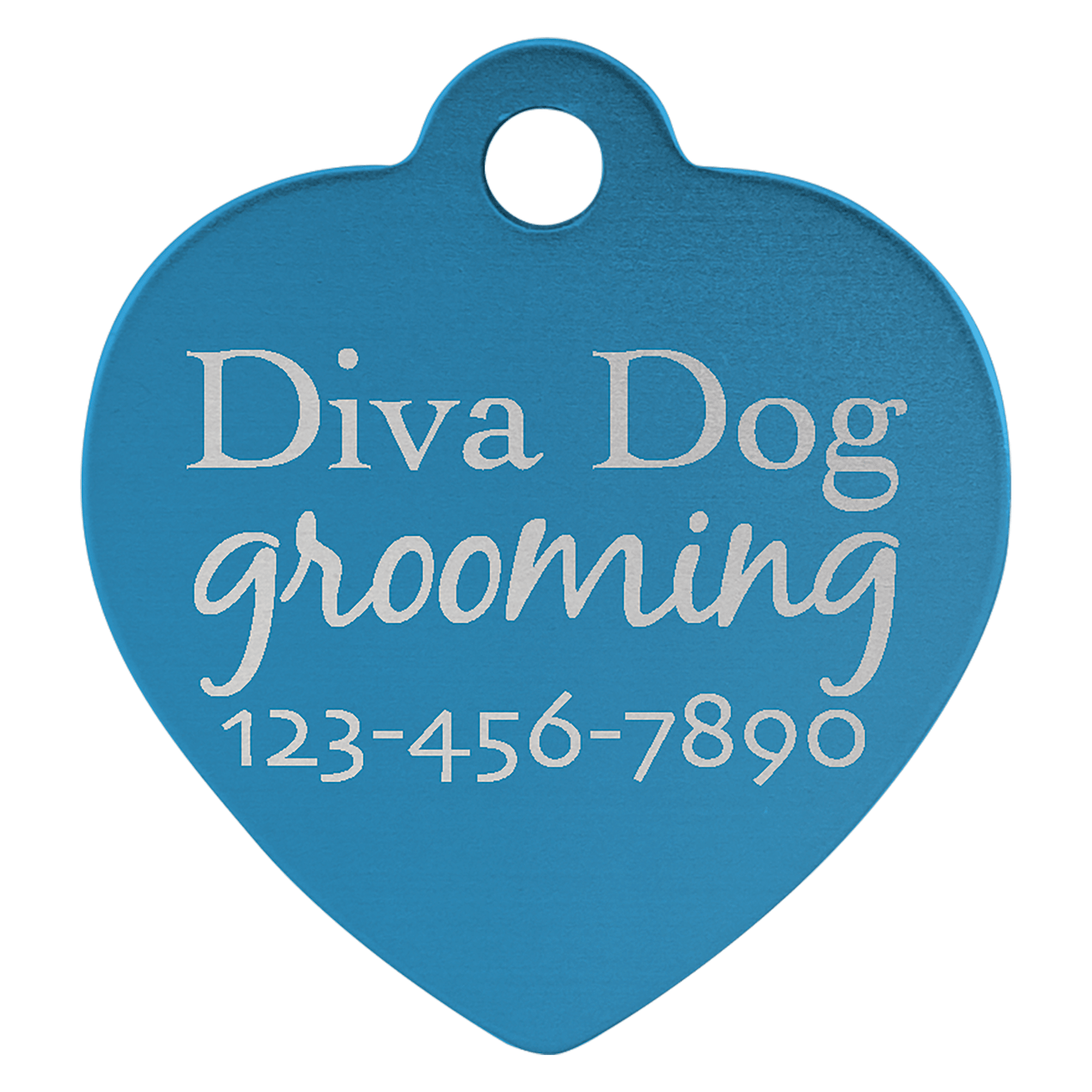 Blue Engravable Anodized Aluminum Heart Pet Tag - 1" x 1"