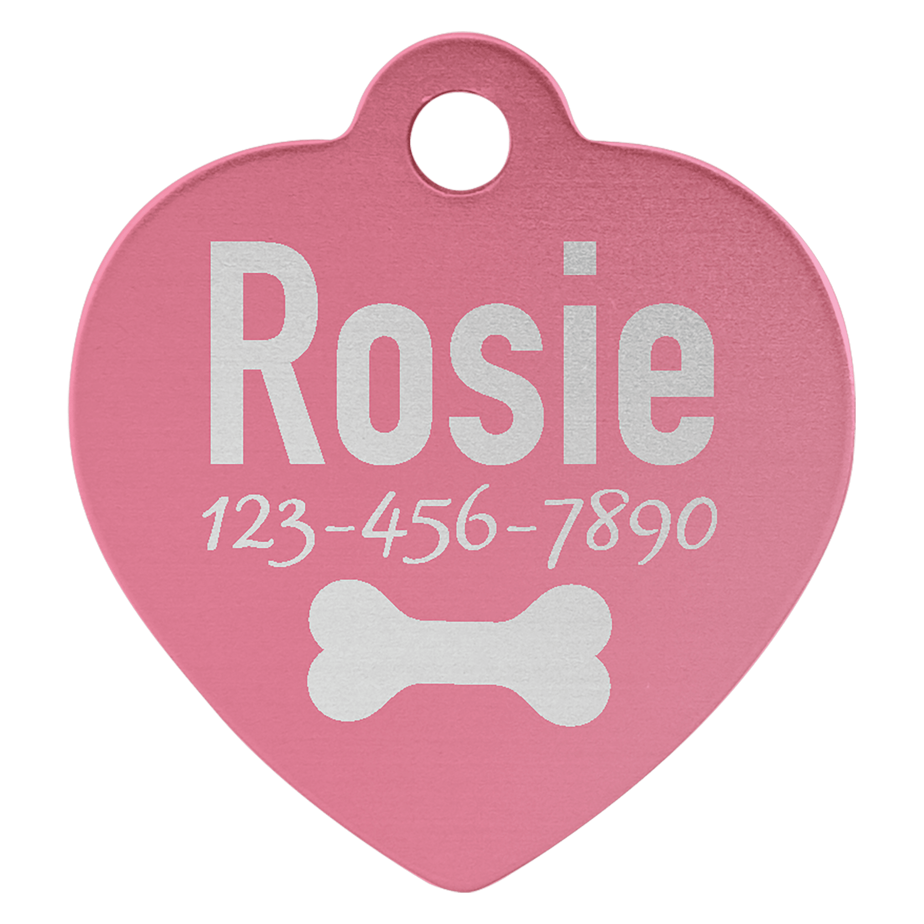 Pink Engravable Anodized Aluminum Heart Pet Tag - 1" x 1"