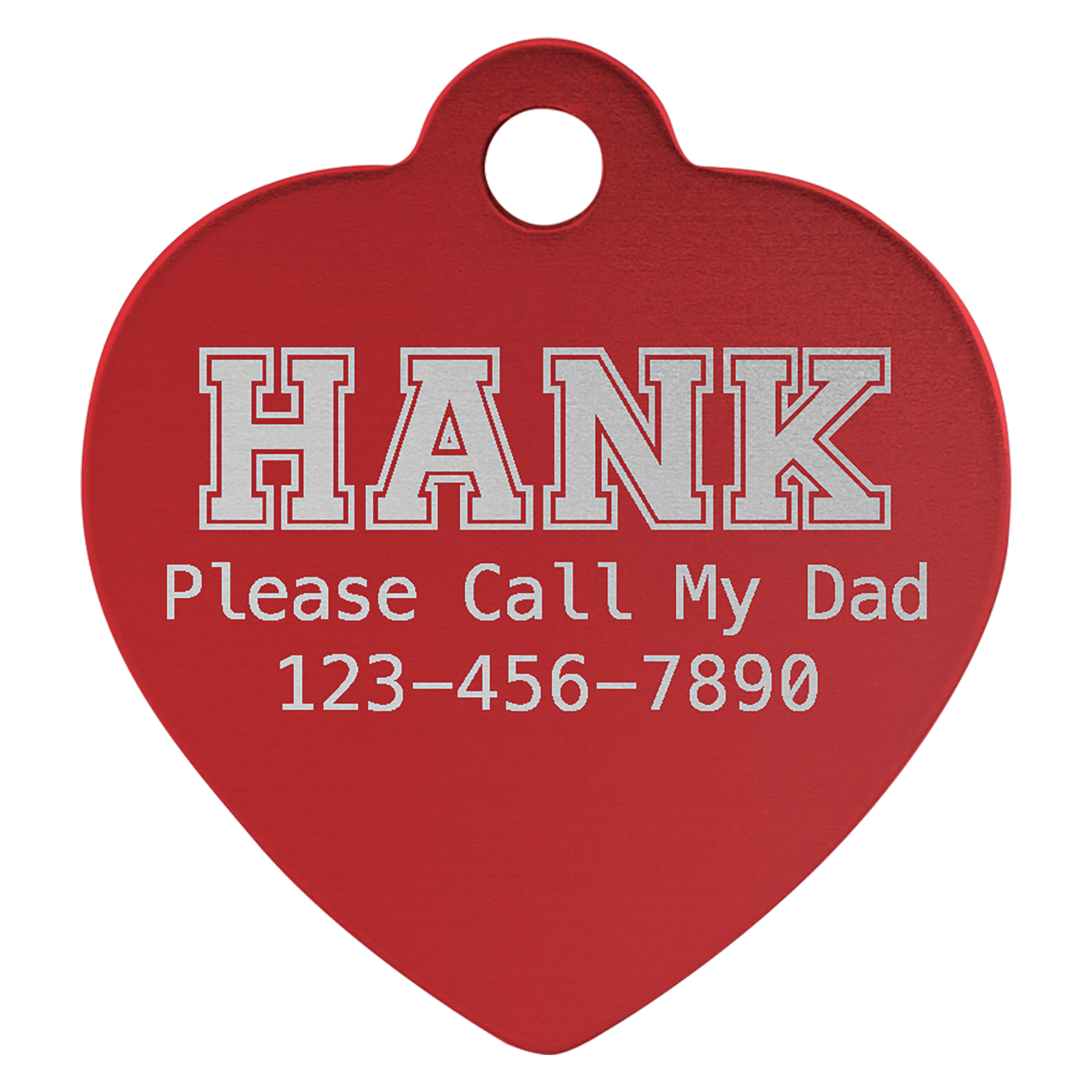 1" x 1" Red Laserable Anodized Aluminum Heart Pet Tag