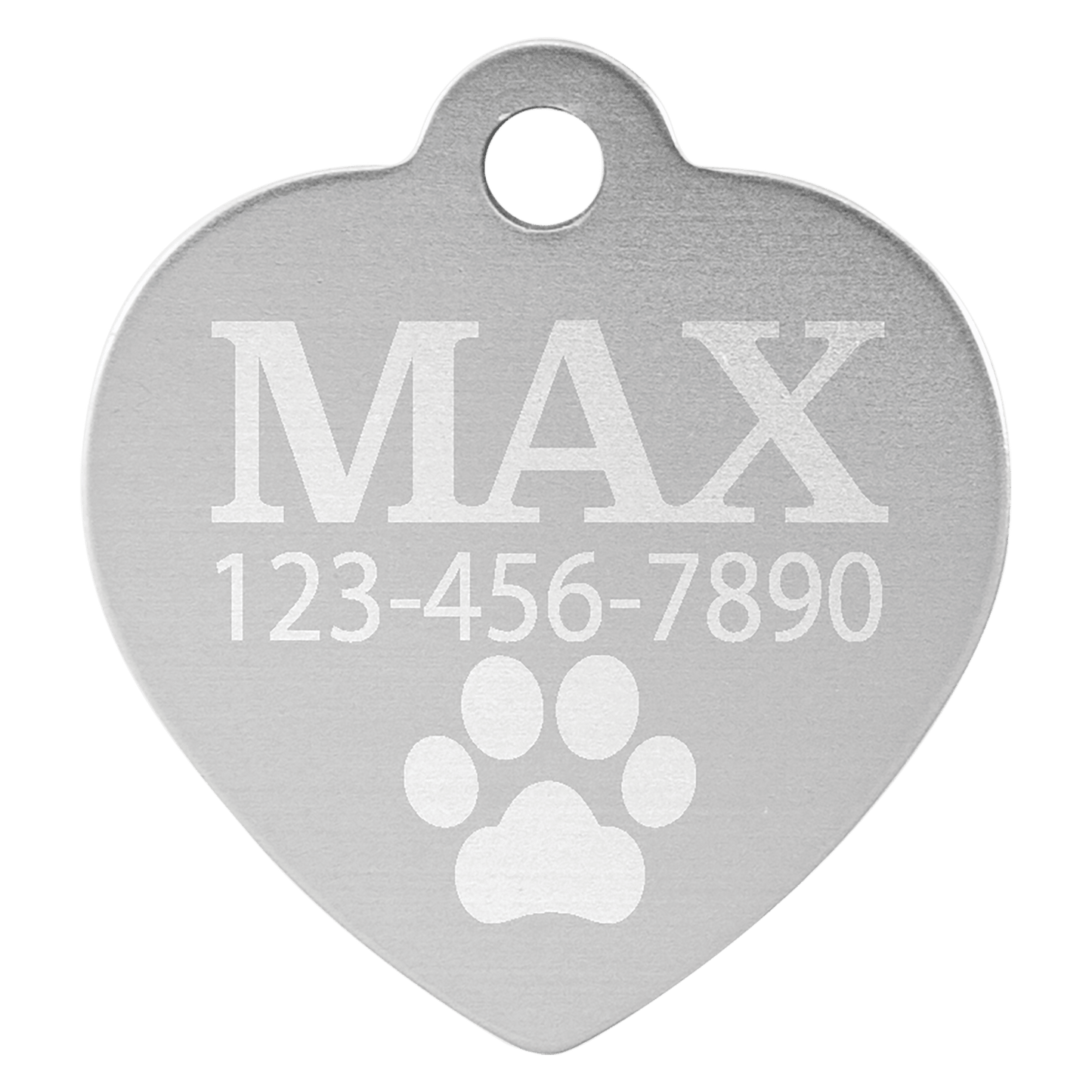 Silver Engravable Anodized Aluminum Heart Pet Tag - 1" x 1"