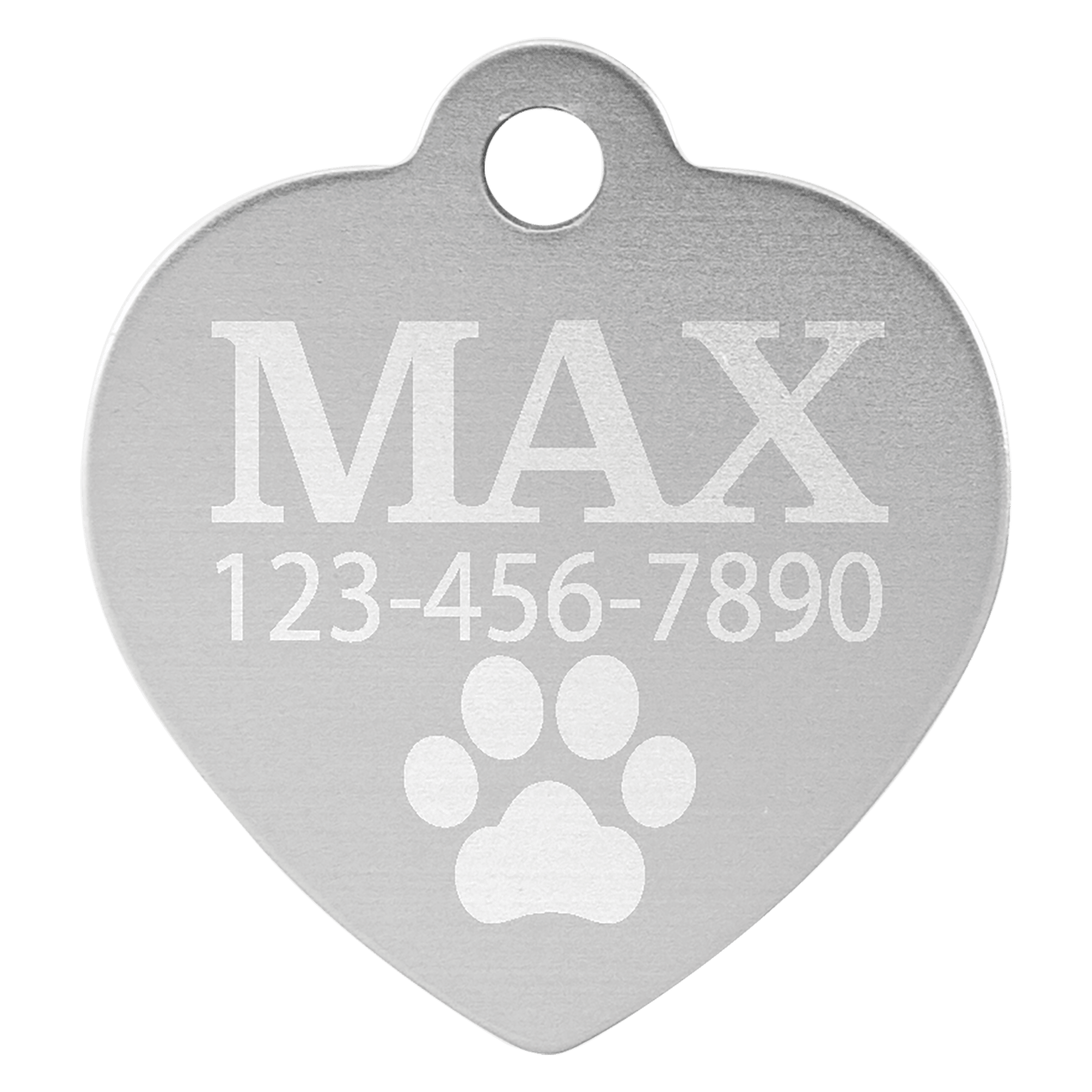 Silver Engravable Anodized Aluminum Heart Pet Tag - 1" x 1"