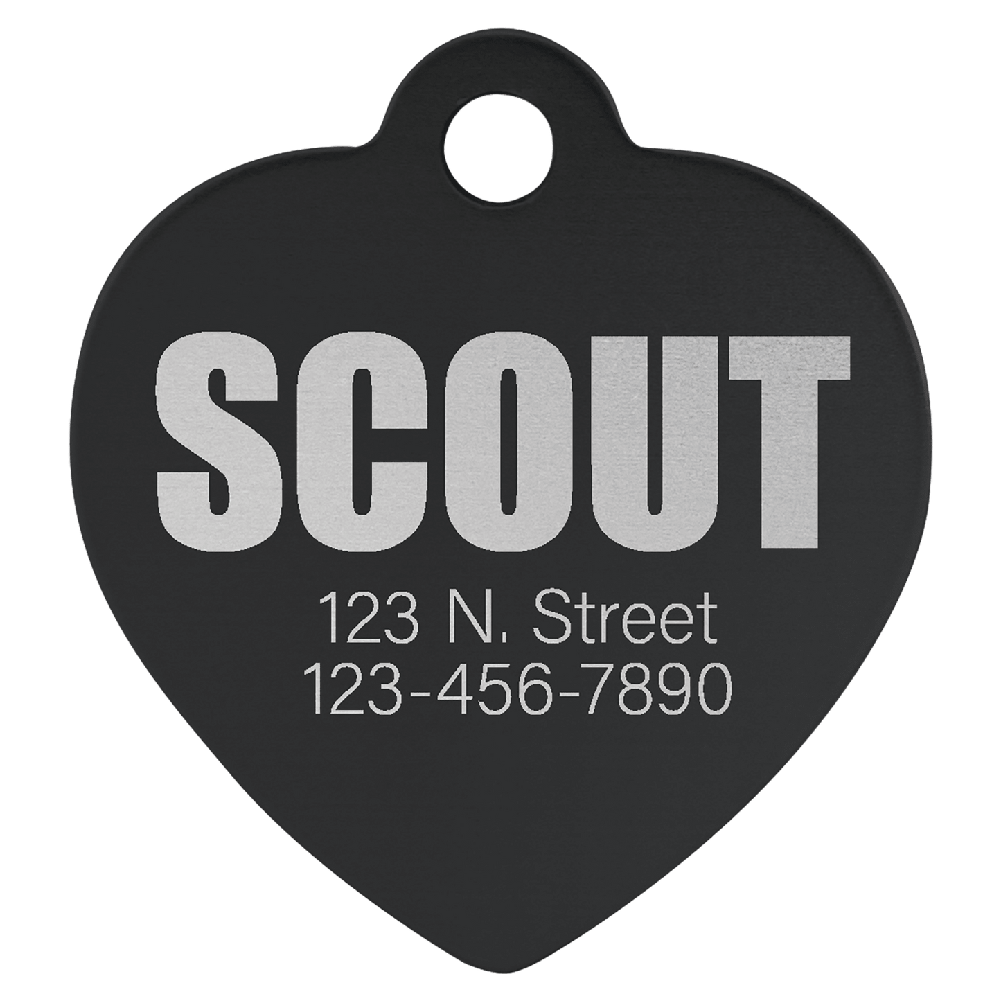 Black Engravable Anodized Aluminum Heart Pet Tag - 1 1/4" x 1 1/4"