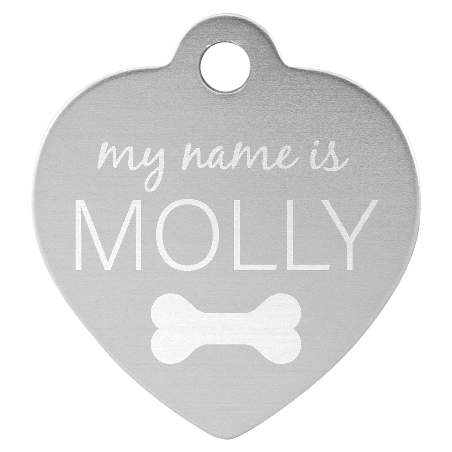 Silver Engravable Anodized Aluminum Heart Pet Tag - 1 1/4" x 1 1/4"