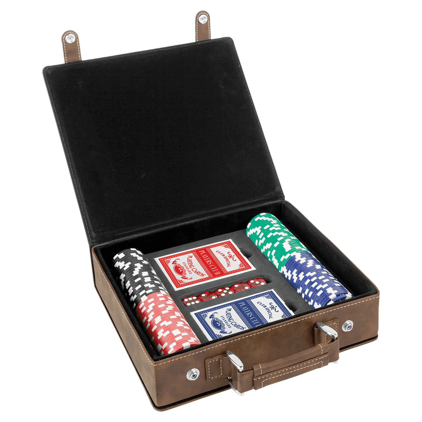 Rustic/Gold Engravable Leatherette 100 Chip Poker Set