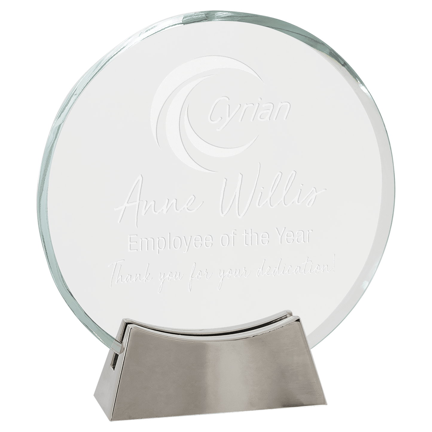 Round Platinum Glass with Full Metal Base - 6 1/4"