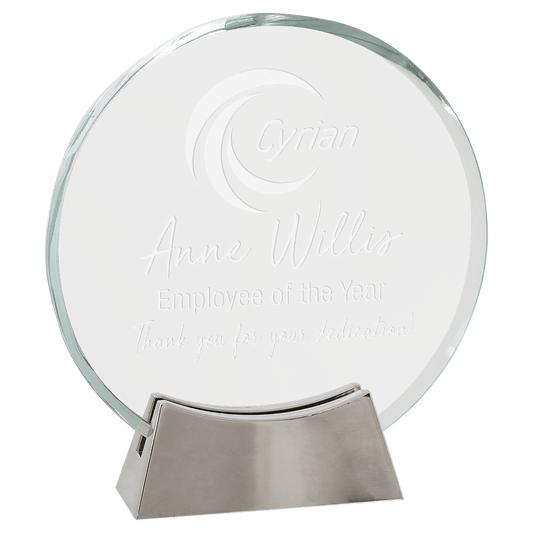 Round Platinum Glass with Full Metal Base - 6 1/4"