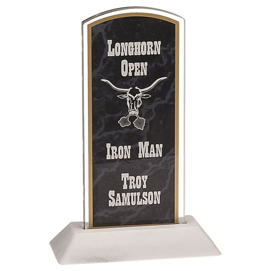 3" x 7" Black Marbleized Arch Pop-In Acrylic (Base not included)